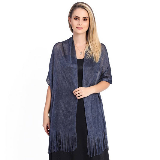 FASHIONABLE GOLD AND SILVER SILK SHAWL