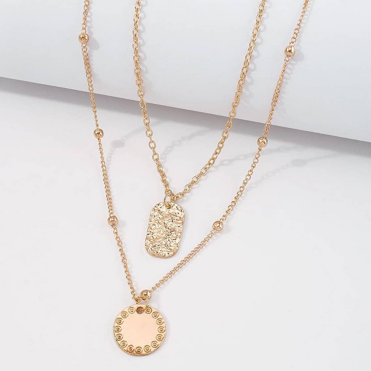 GEOMETRIC RETRO STYLE DOUBLE-LAYER NECKLACE