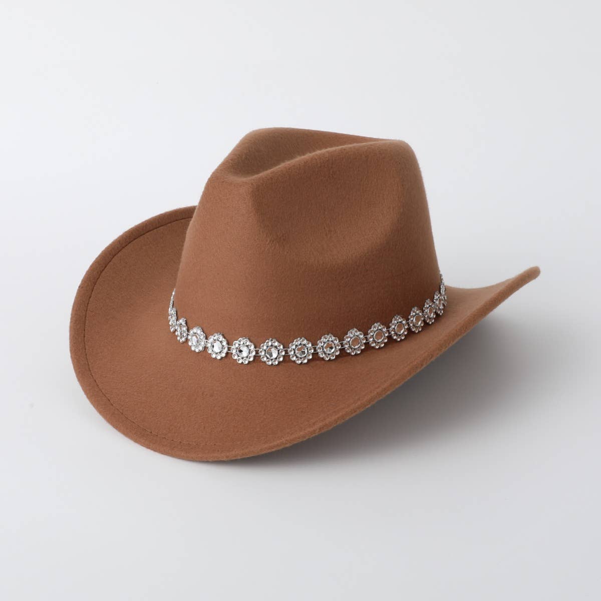 Sequin Spiral Brim Western Felt Fedora Hat_CWAH3634