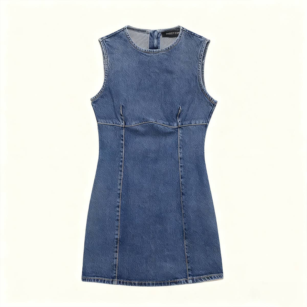 Round-neck versatile short denim dress
