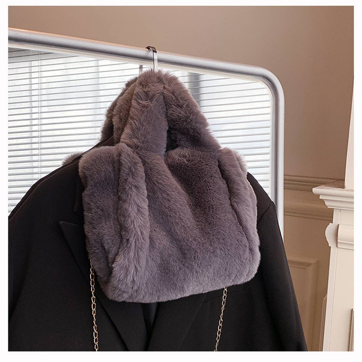 Plush Fur Handbag Women Crossbody Tote_CUAB00593