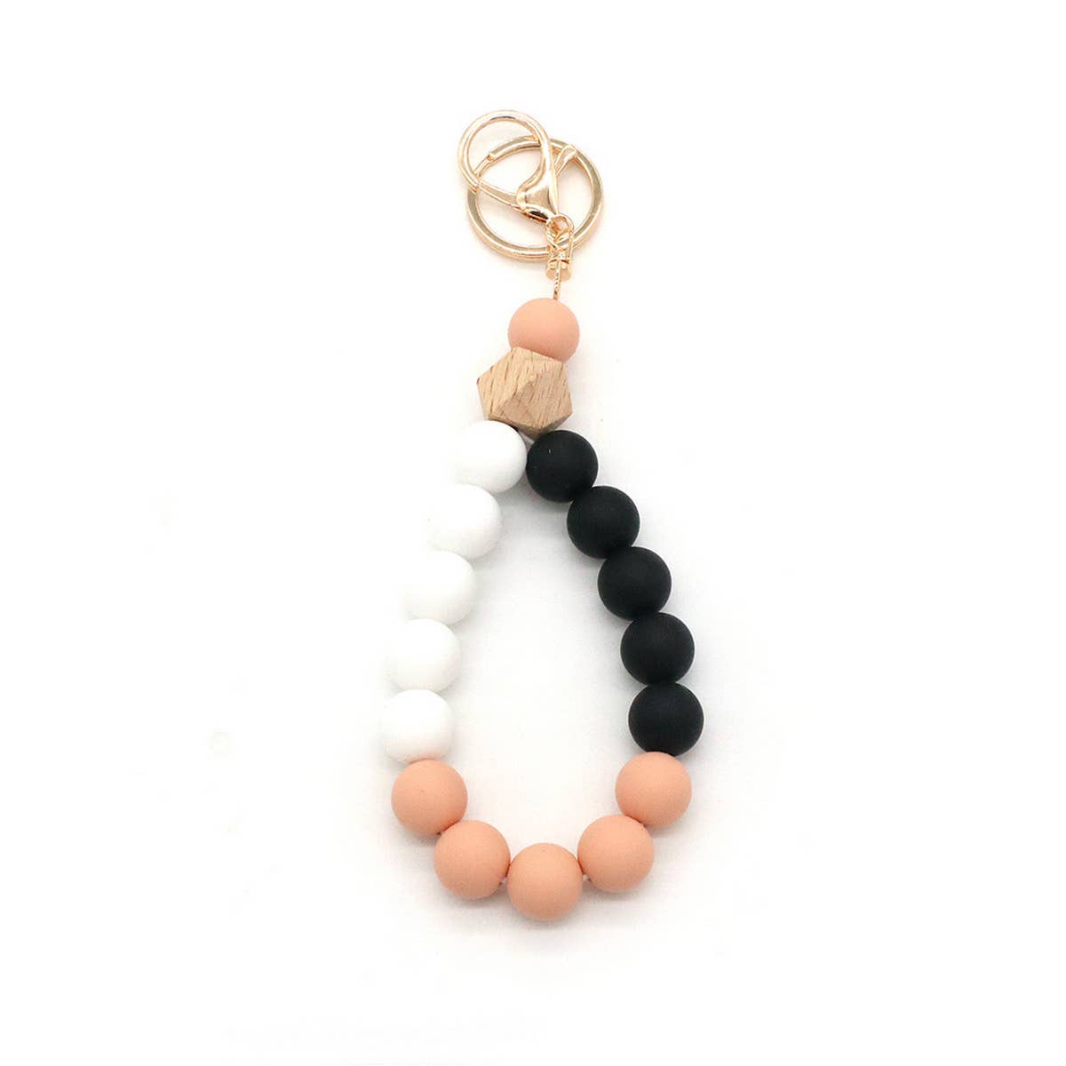 COLORFUL SILICONE BEAD BRACELET KEYCHAIN