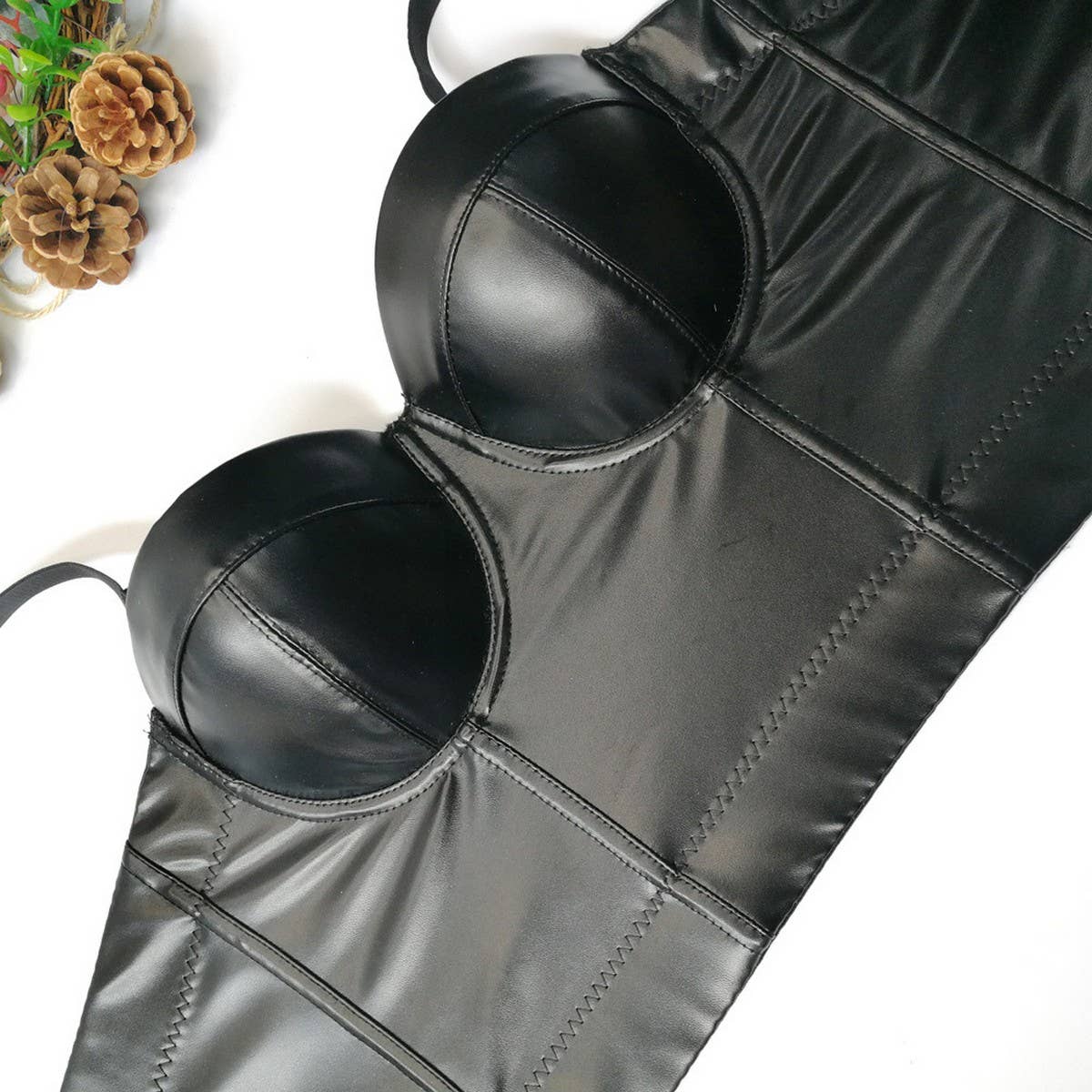 FAUX SHEEPSKIN SEXY GATHERED HERRINGBONE BRA