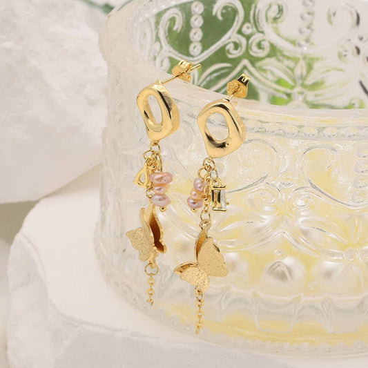 NEW SILVER NEEDLE PEARL EARRINGS FOR WOMEN