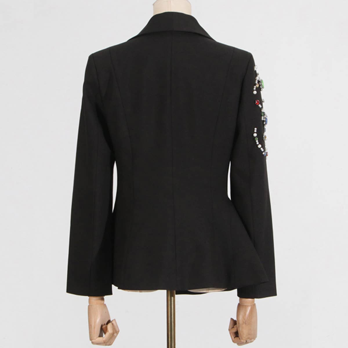 Slim Fit Rhinestone Blazer with Notched Collar_CWOCO1249