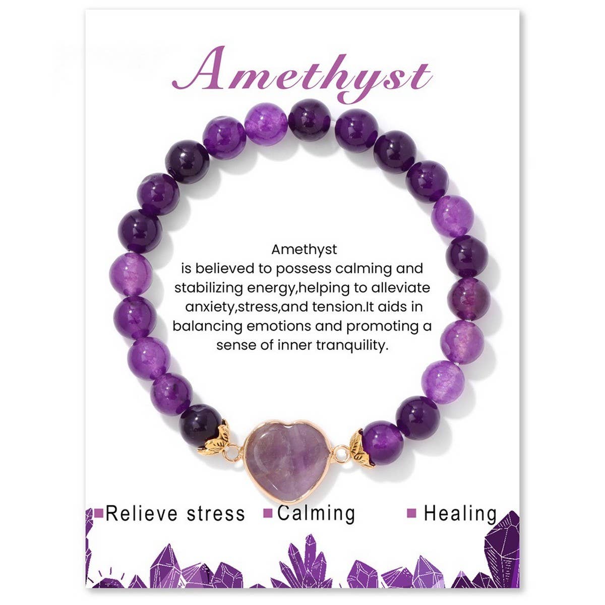 FASHIONABLE HEART STONE BEADED BRACELET