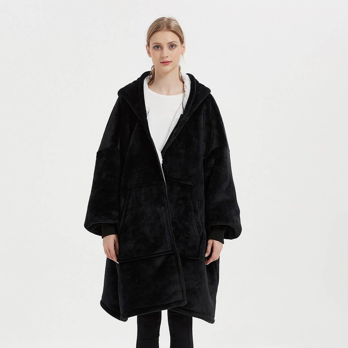 Couple¡¯s Wearable Hoodie Blanket Zip-Up Sweatshirt