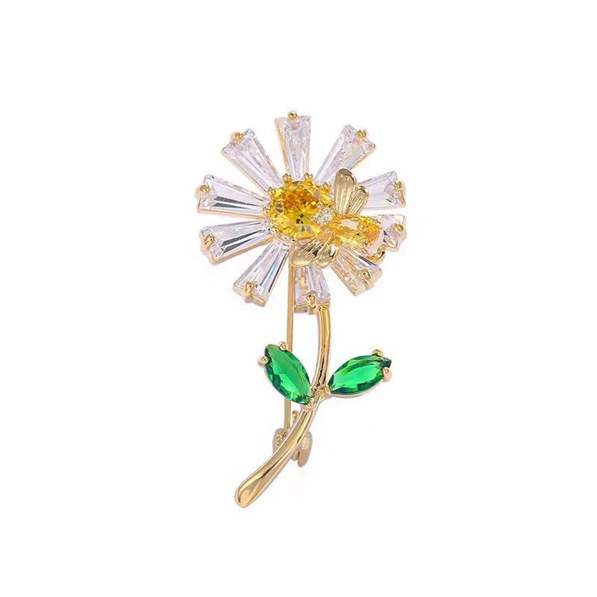 CWAJE2575_SUNFLOWER DIAMOND ANTI-EXPOSURE PIN BROOCH