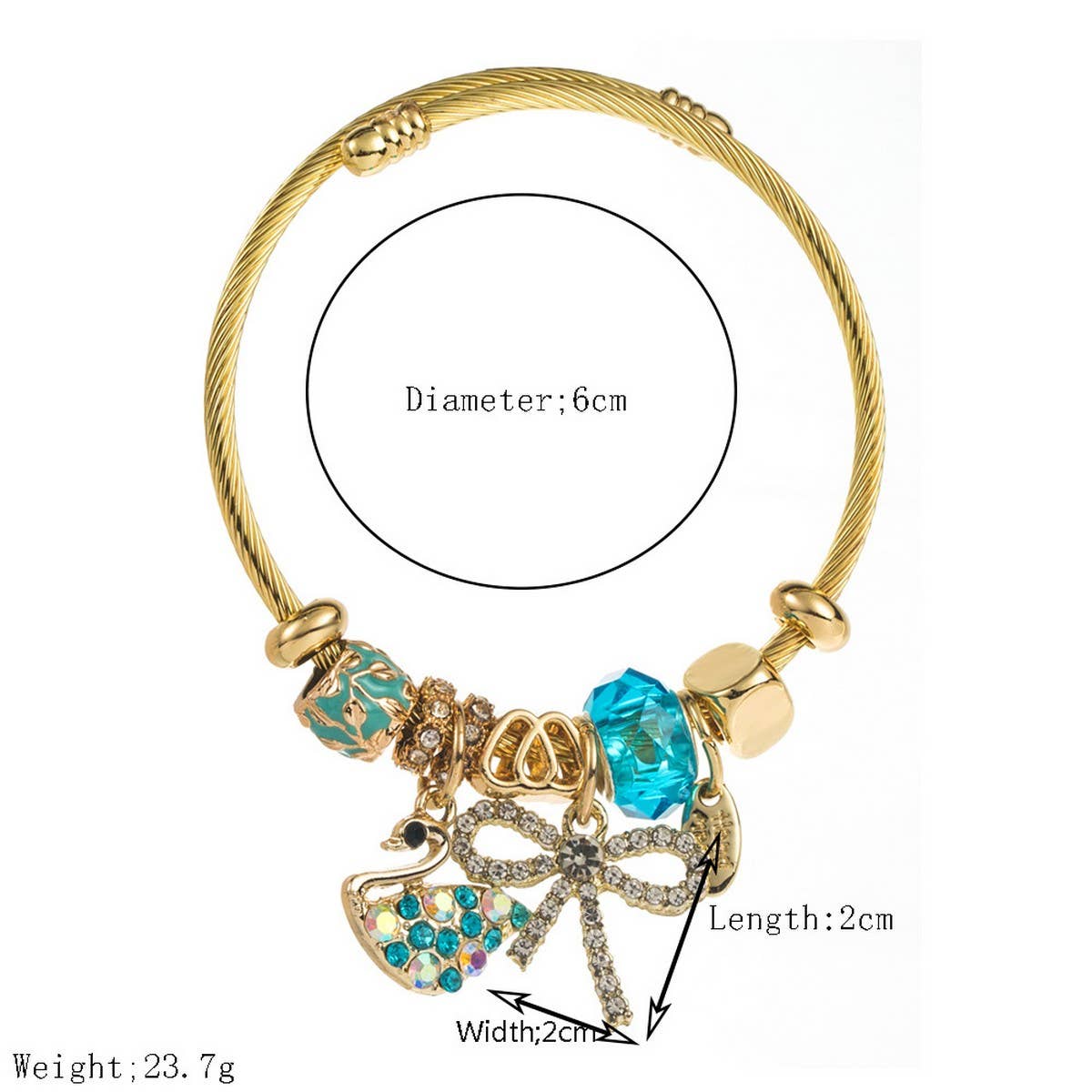 Fairy Style Swan Bow Rhinestone Couple Bracelet_CWMM8562