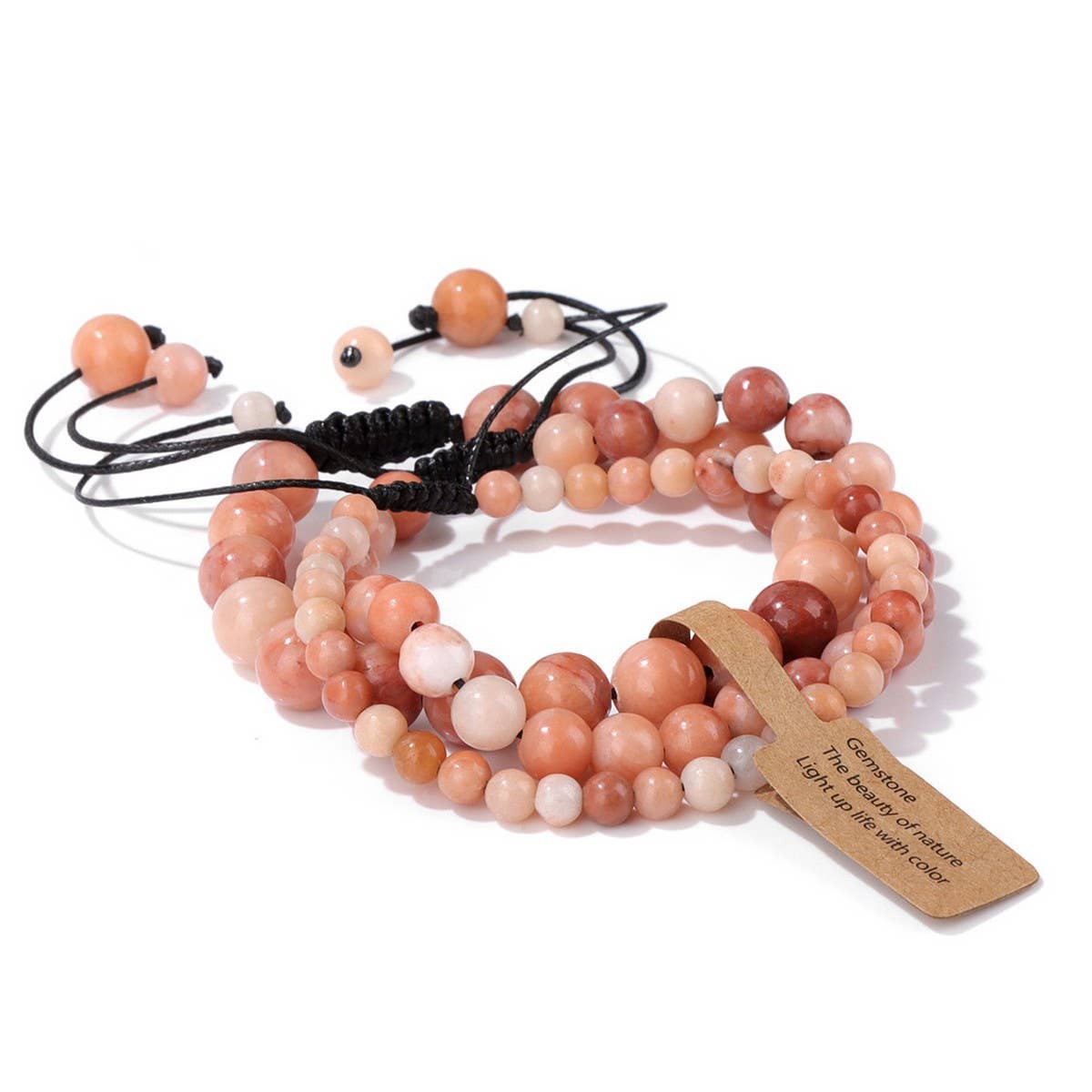 CWAJE4234_NATURAL STONE BEADS BRAIDED THREE-PIECE BRACELET