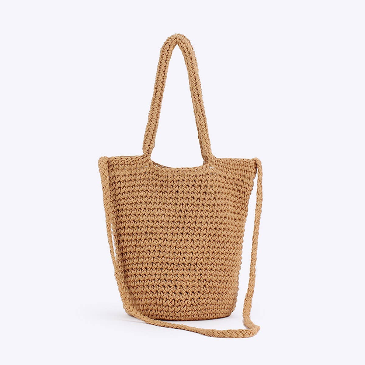 SOLID COLOR SIMPLE BOHEMIAN STYLE HAND-WOVEN BAG_CWAB4685
