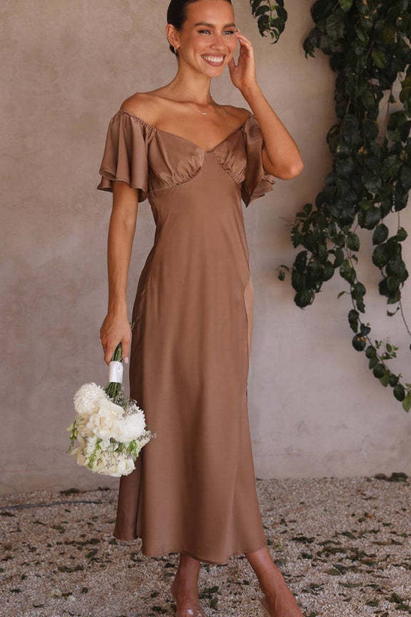 CWDMD5676_SEXY BACKLESS V-NECK SPLIT SHORT SLEEVE DRESS