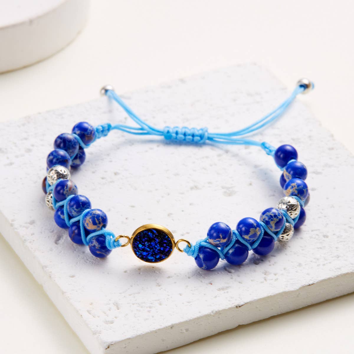 HAND WOVEN ROUND STONE BRACELET