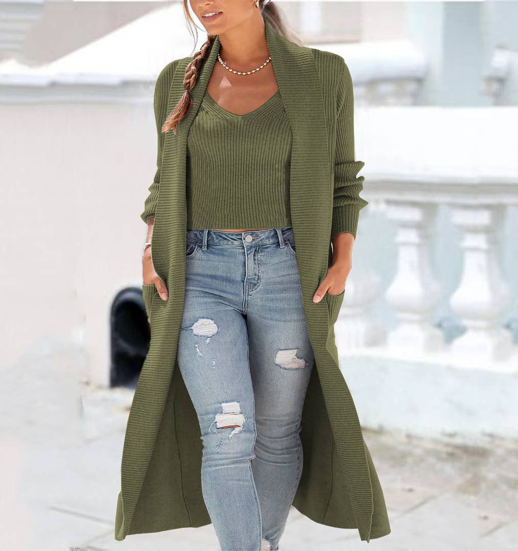 KNIT LOOSE SWEATER TWO-PIECE SOLID COLOR VEST SET