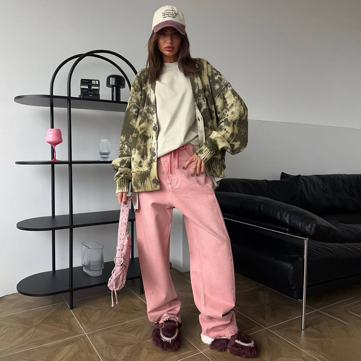 Fashionable camouflage single-breasted cardigan