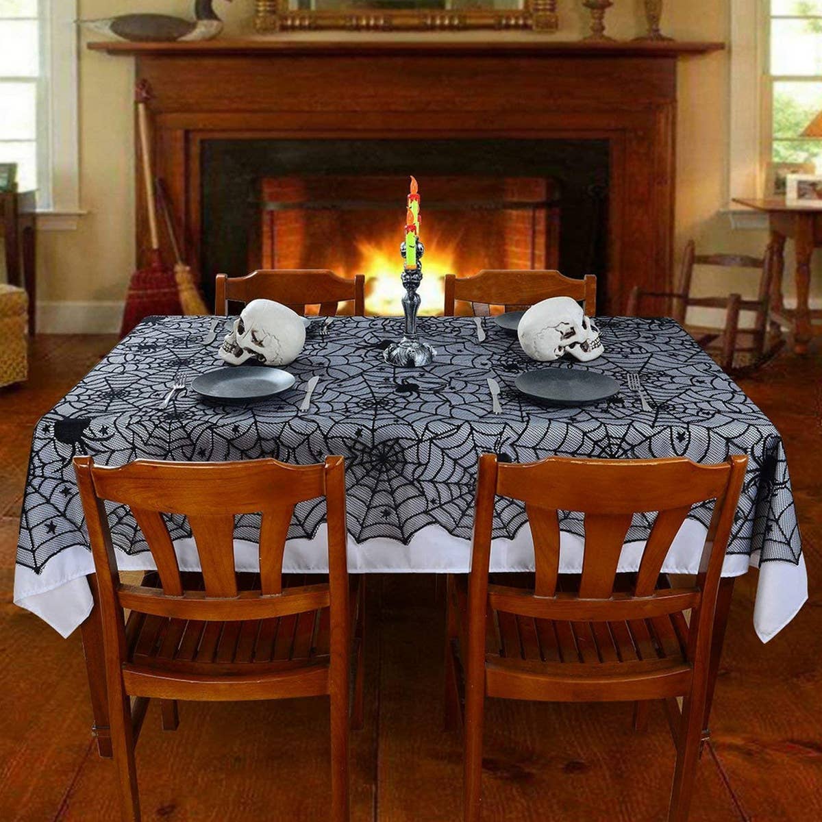 HALLOWEEN LACE SPIDER WEB WALLPAPER