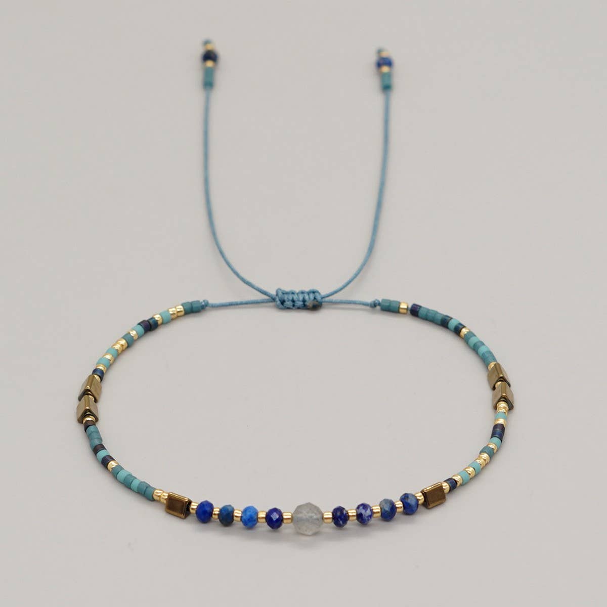 RICE BEAD HAND-WOVEN SEMI-PRECIOUS STONE BRACELET