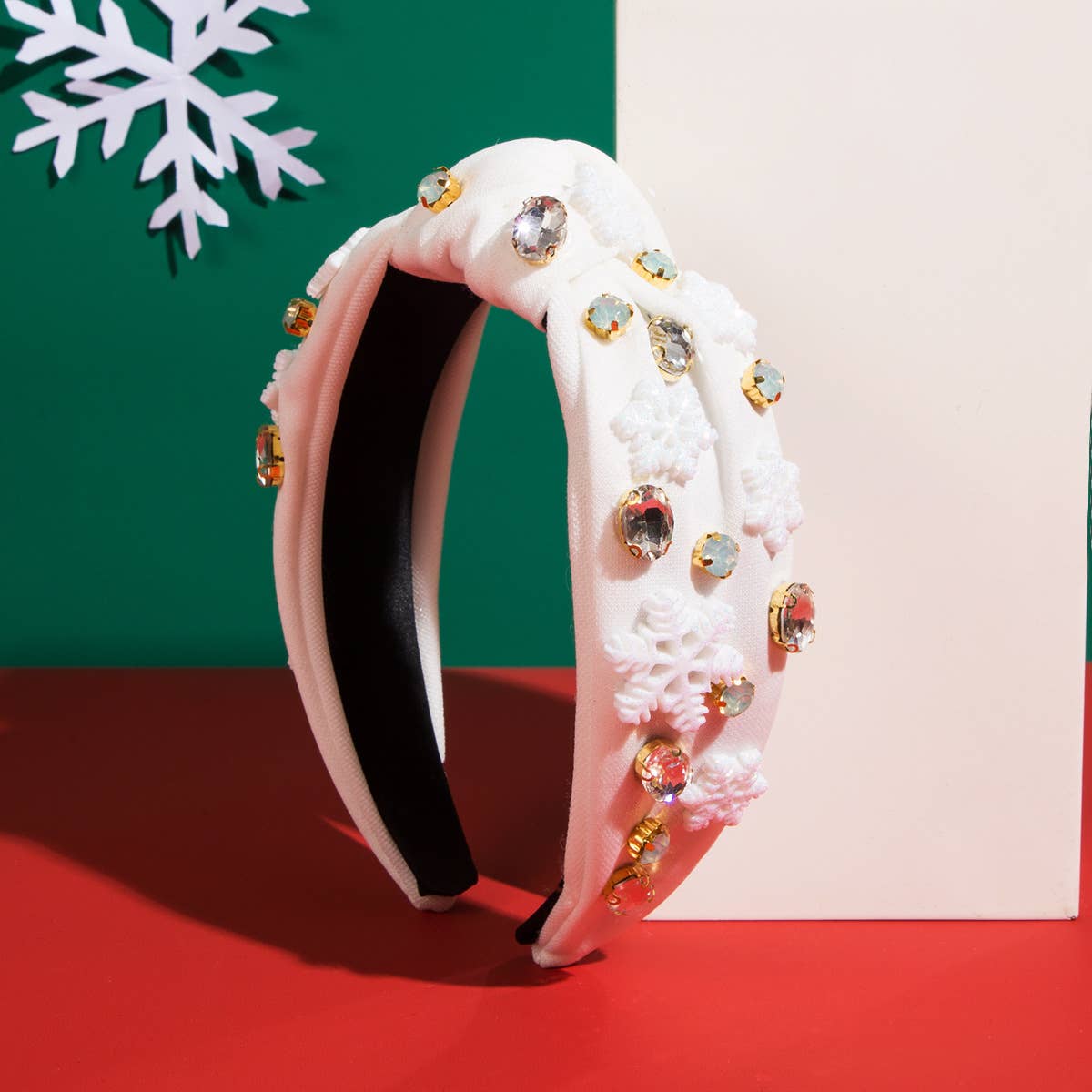 CHRISTMAS FABRIC HEADBAND WITH WIDE EDGE