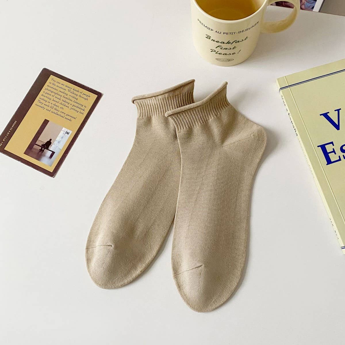 SUMMER LADIES ROLLED COTTON BOAT SOCKS_CWMS2015