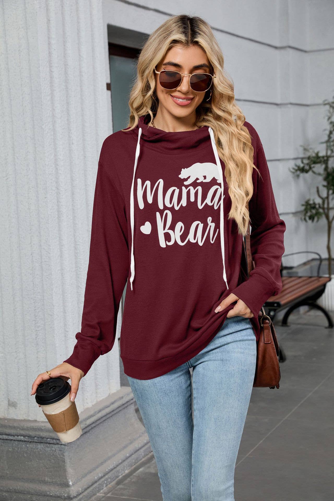 Hooded loose long-sleeved casual sweatshirt
