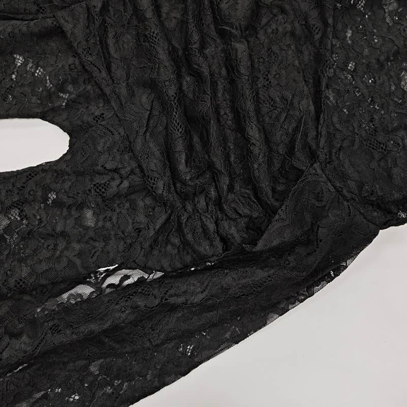 Lace patchwork see-through one-piece trousers