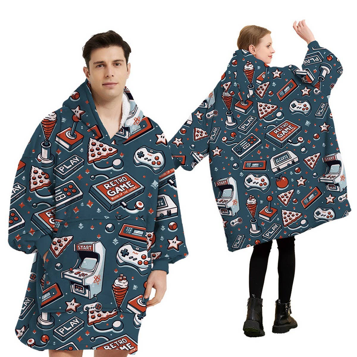 Wearable Flannel Sleeve Blanket with Big Pocket