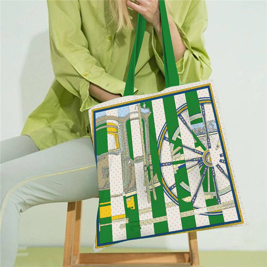 Colorblock Carriage Canvas Tote for Women_CWAB5130