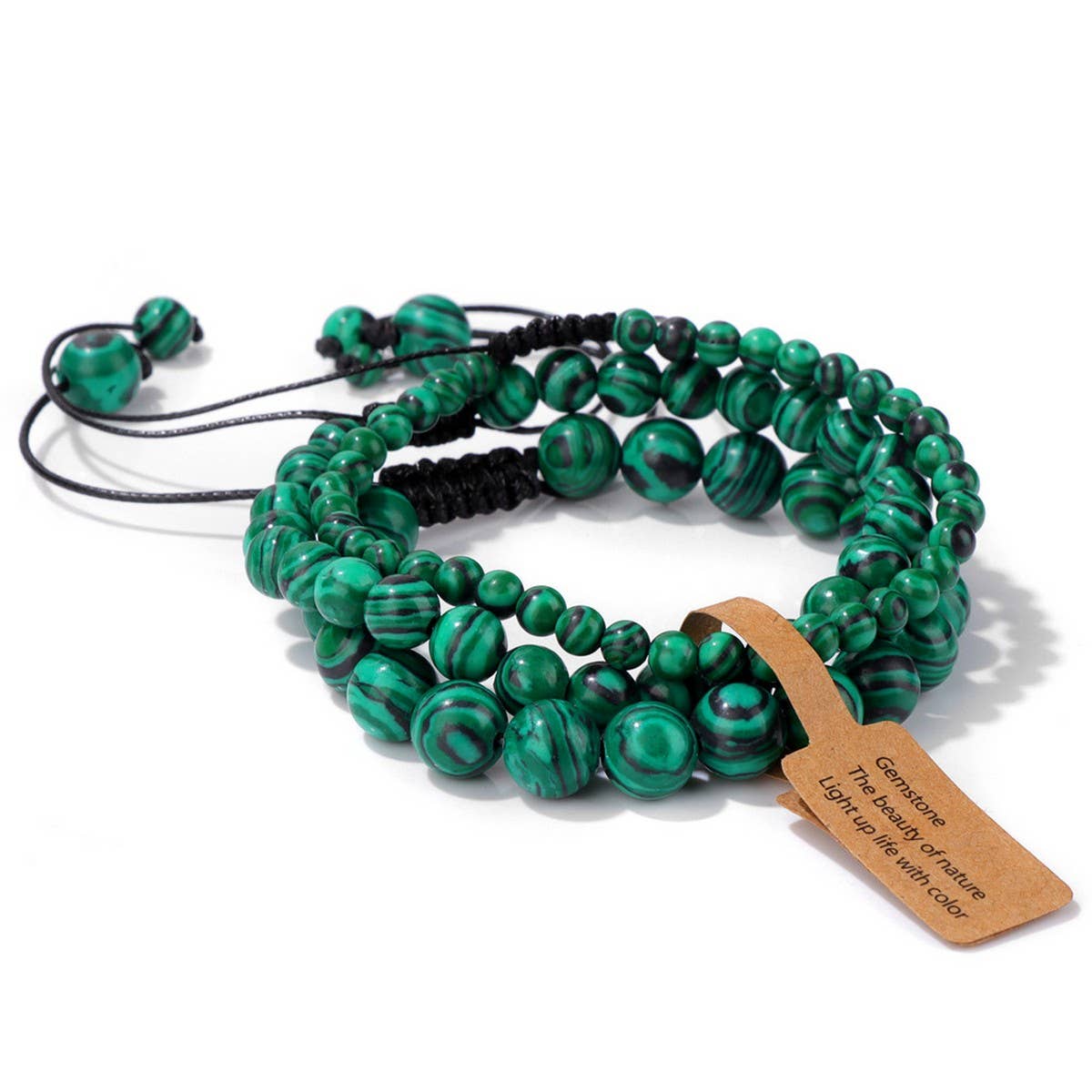 CWAJE4234_NATURAL STONE BEADS BRAIDED THREE-PIECE BRACELET