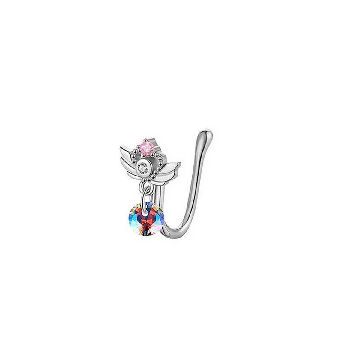 Fake Nose Ring Clip-On with Sparkling Zircon_CWMM9512