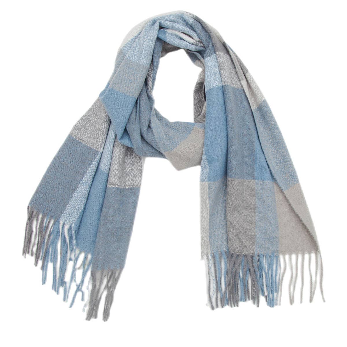 Rainbow Plaid Scarf - Thick Winter Tassel Wrap_CWASC0124