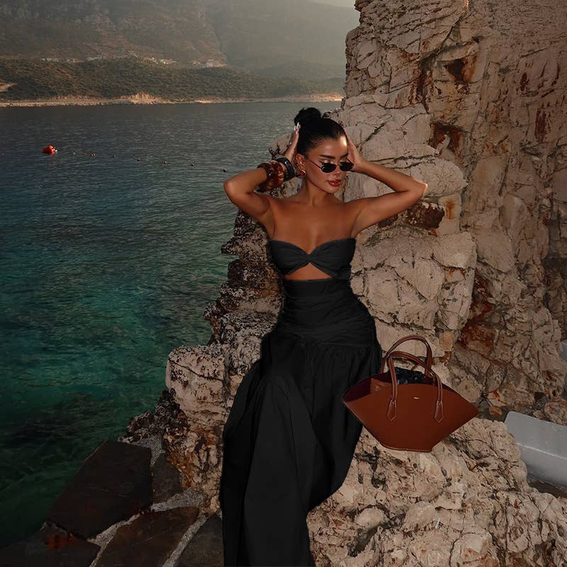 Hollow Out Tube Beach Vacation Dress