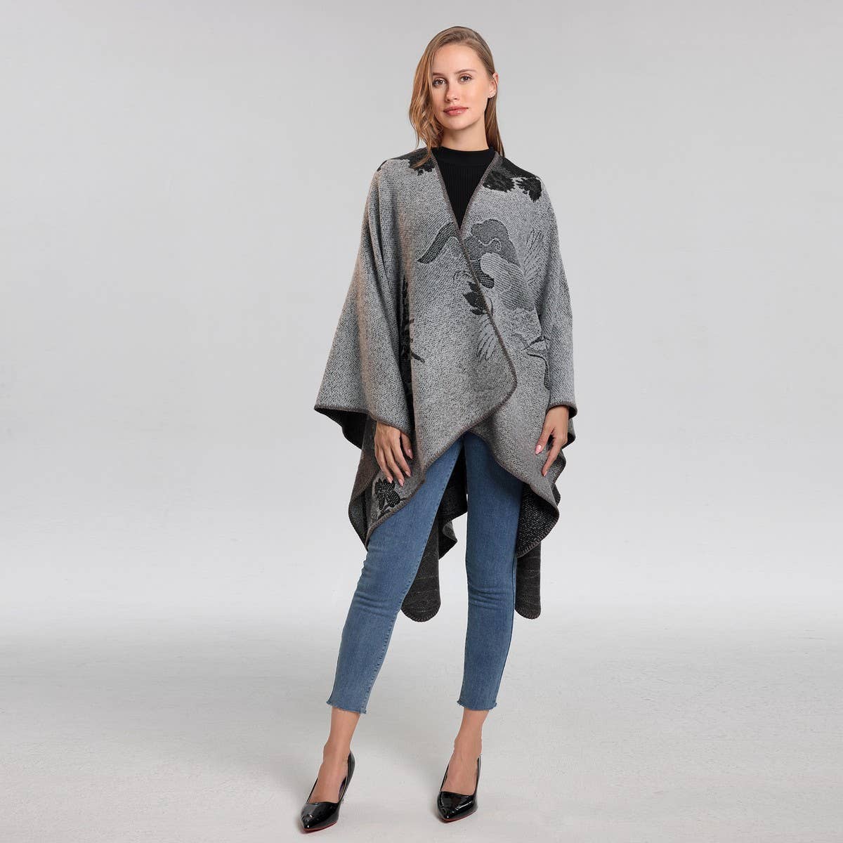 SHAWL VINTAGE SCARF FAUX CASHMERE SLIT WARM CAPE