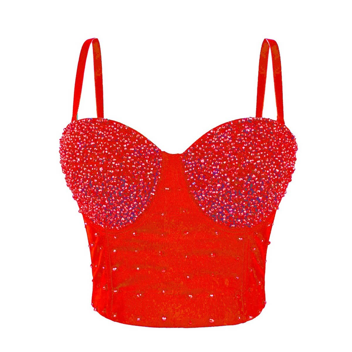 SHINY BEADED HANDMADE FISHBONE CORSET