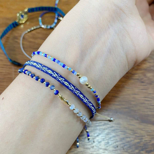 CWAJE4568_NATURAL STONE RICE BEADS ULTRA-THIN BRACELET SET