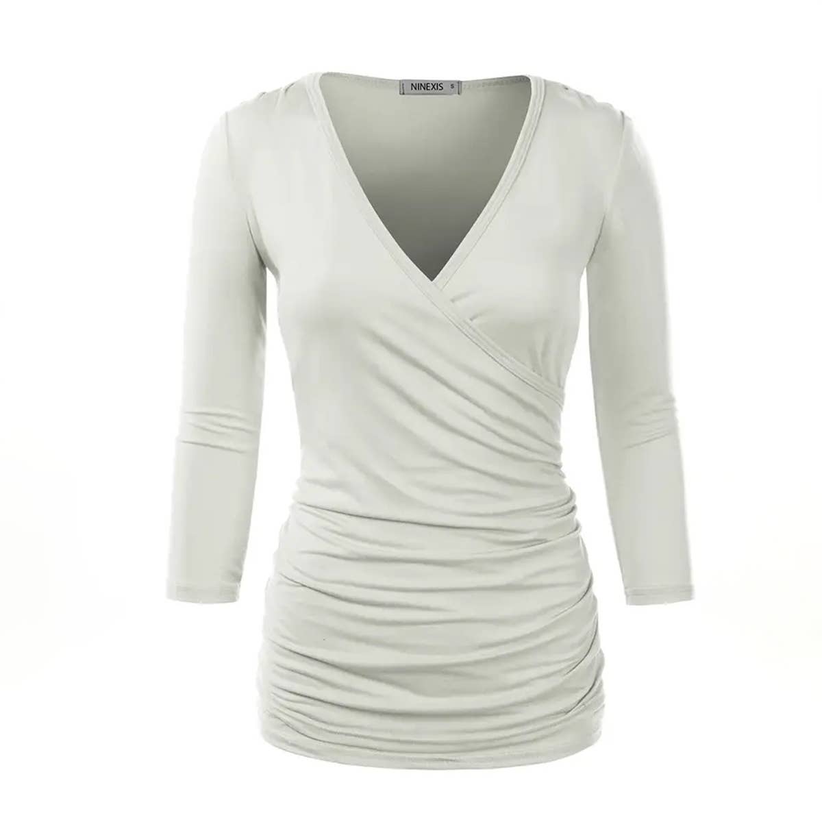 WOMEN SOLID V NECK SHIRT_CWTTL1404