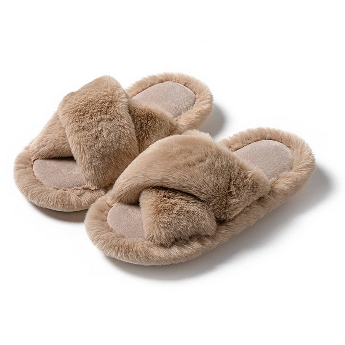 FASHION HOME CROSS STRAP PLUSH COTTON SLIPPERS_CWSHS0841