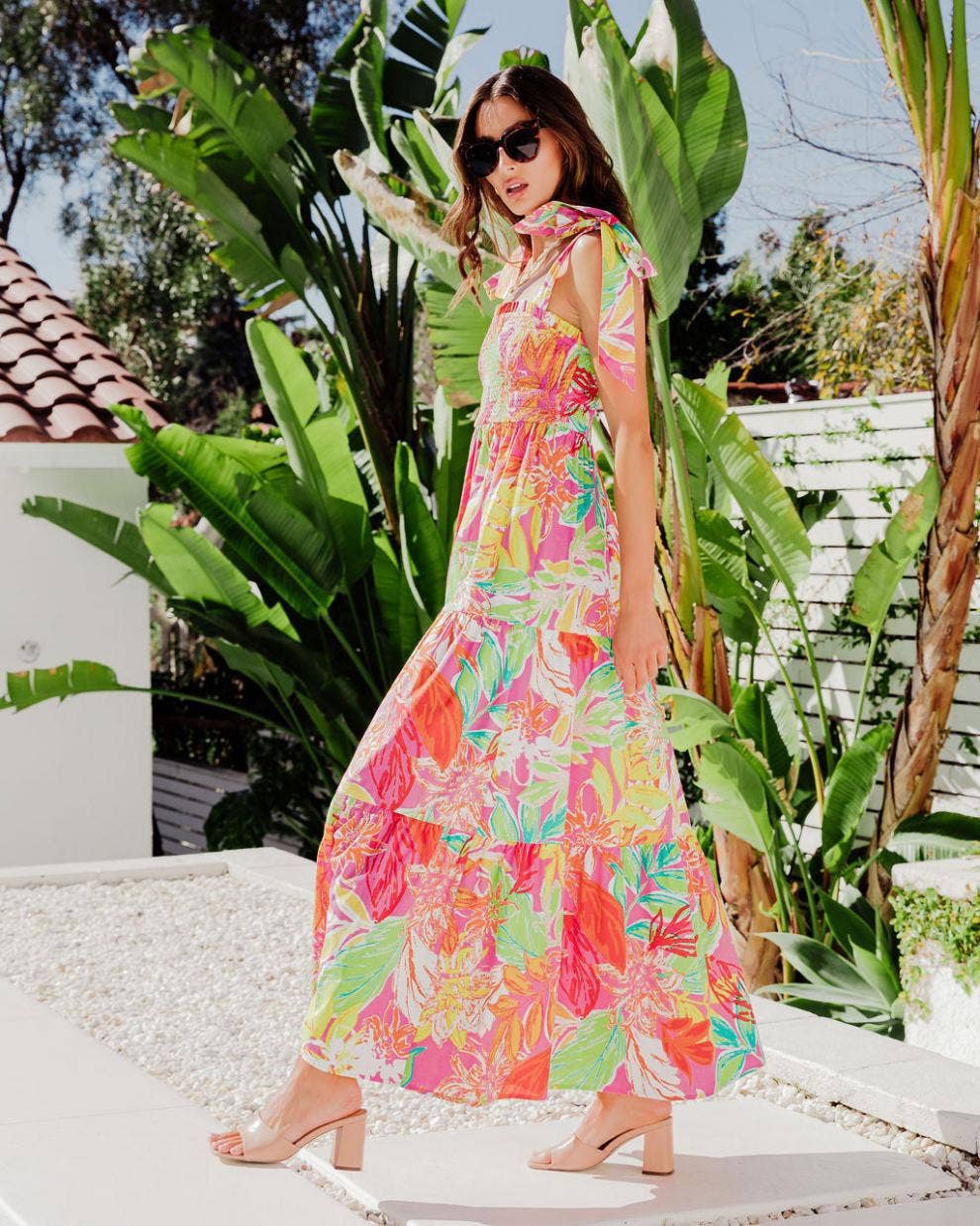 Long holiday dress with strap wrap