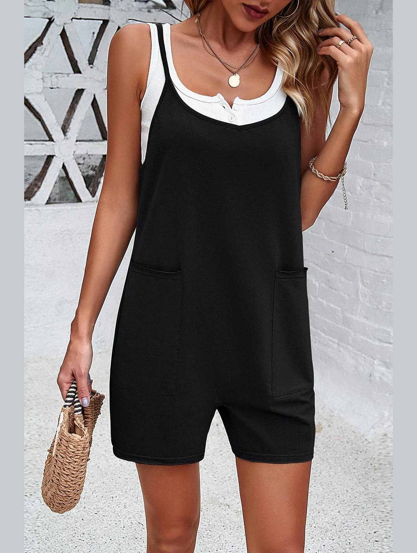 CASUAL SOLID COLOR SUSPENDER JUMPSUIT_CWSJS0327