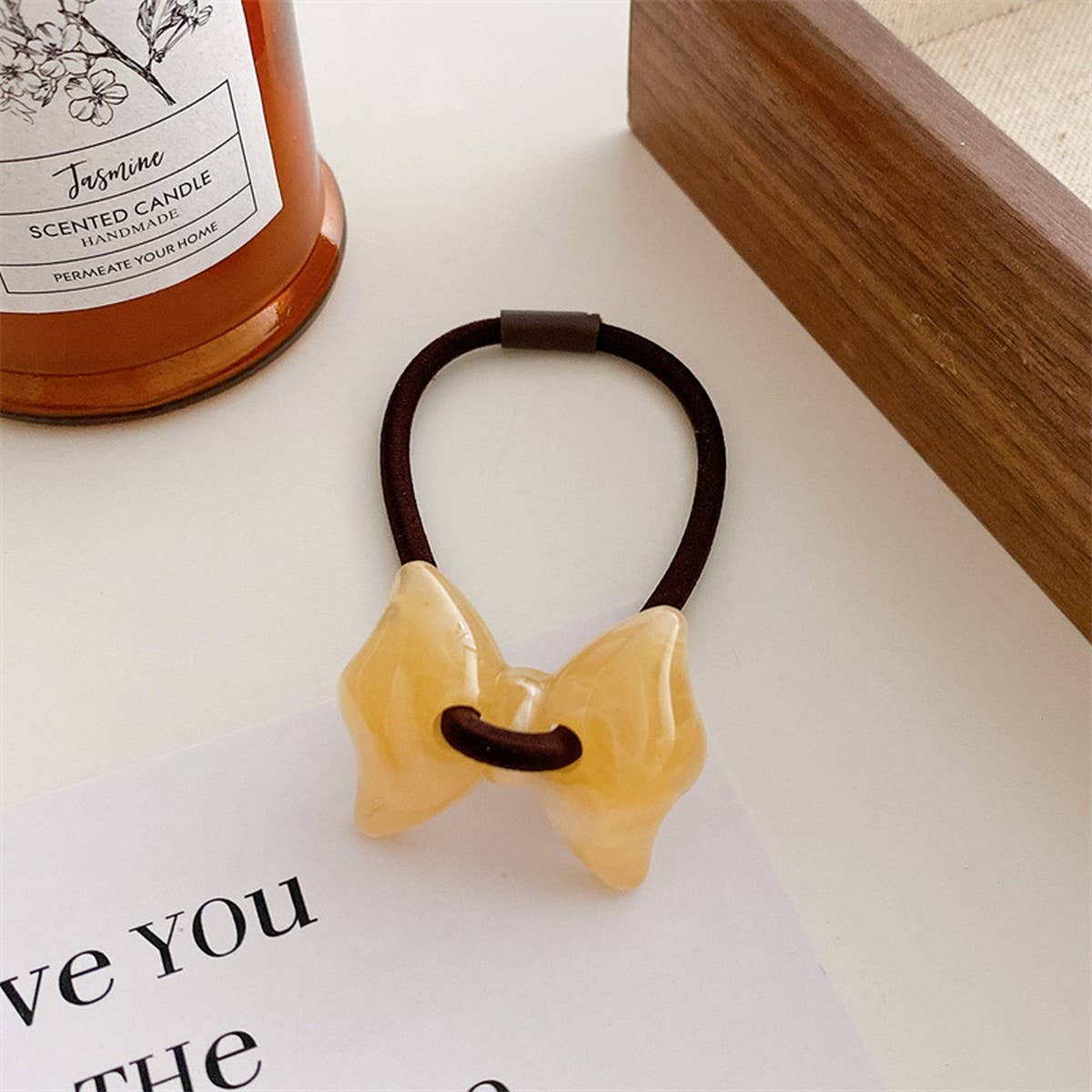 6PCS/SET ACRYLIC BEAR FLOWER BOW HAIR TIES_CWAHA0337