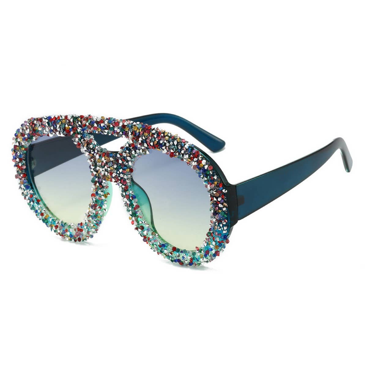 DOUBLE BEAM LARGE FRAME ROUND SUNGLASSES