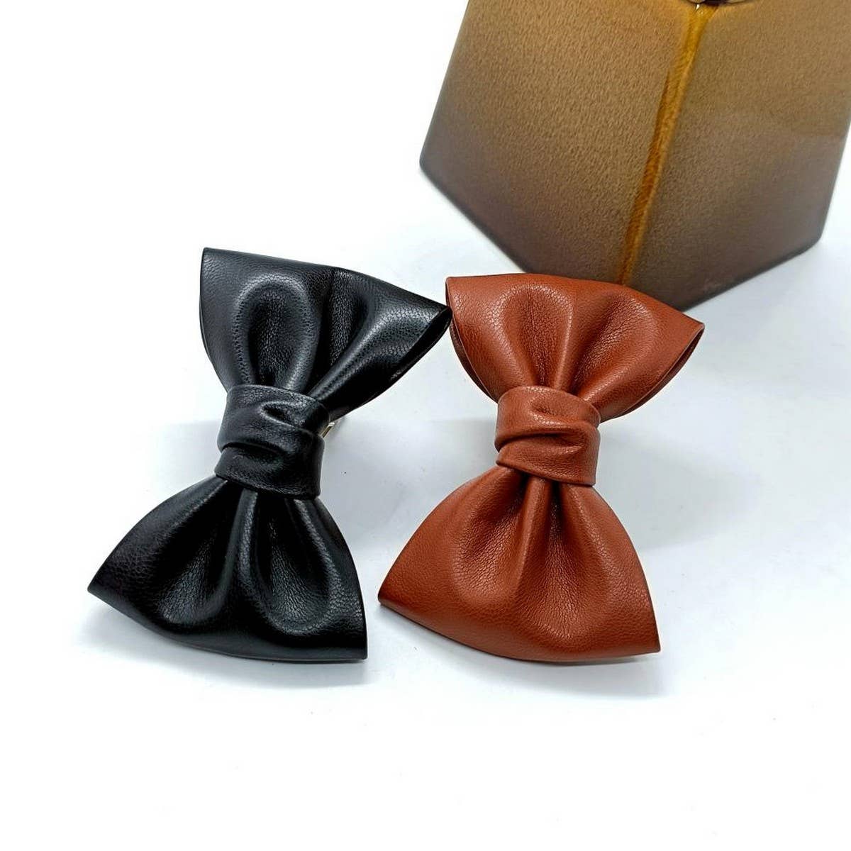 Classic PU Leather Large Bow French Hair Clip