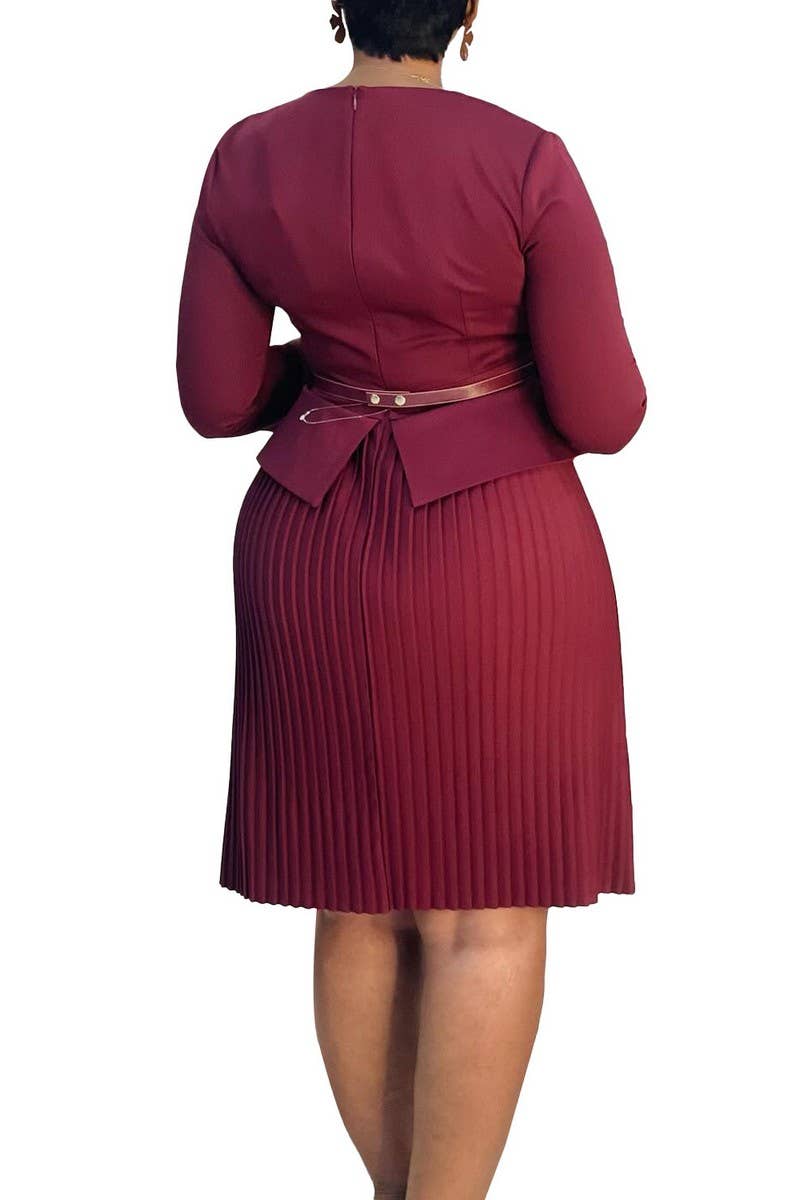 CWDMD01252_2025 PLUS SIZE WOMEN BUTTON FAUX TWO PIECE DRESS