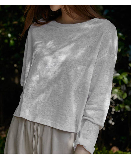 Simple round neck short translucent base shirt