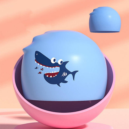Boys' Silicone Swim Cap ??Cute Shark Print_CWMM6784