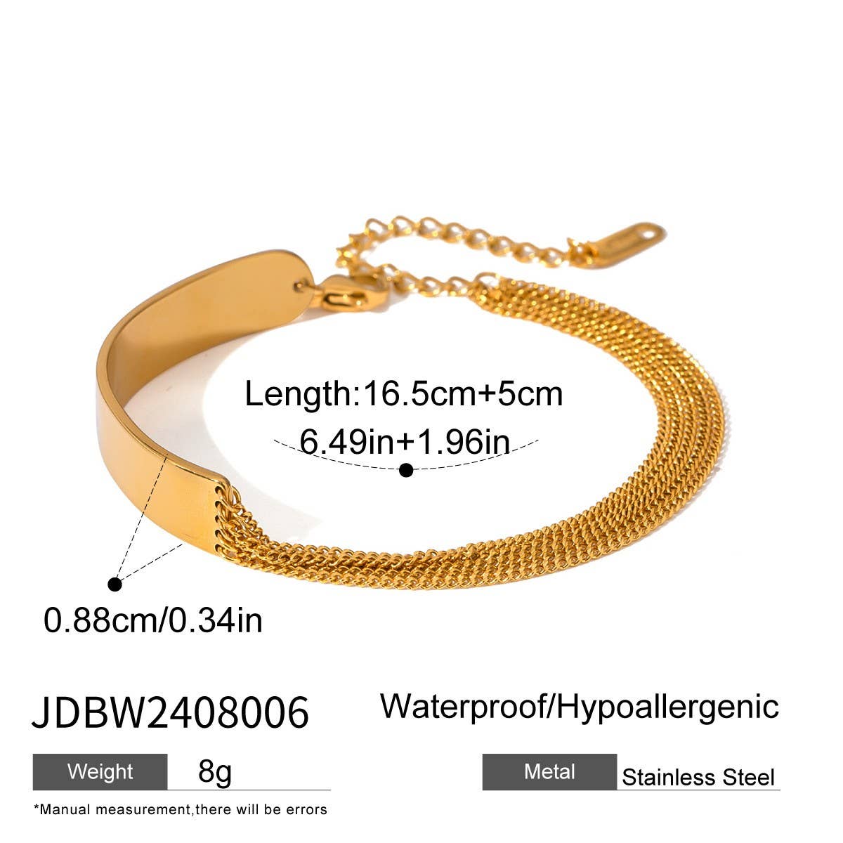 18K Gold Five-Layer Chain Bracelet, No Fade_CWAJE4707