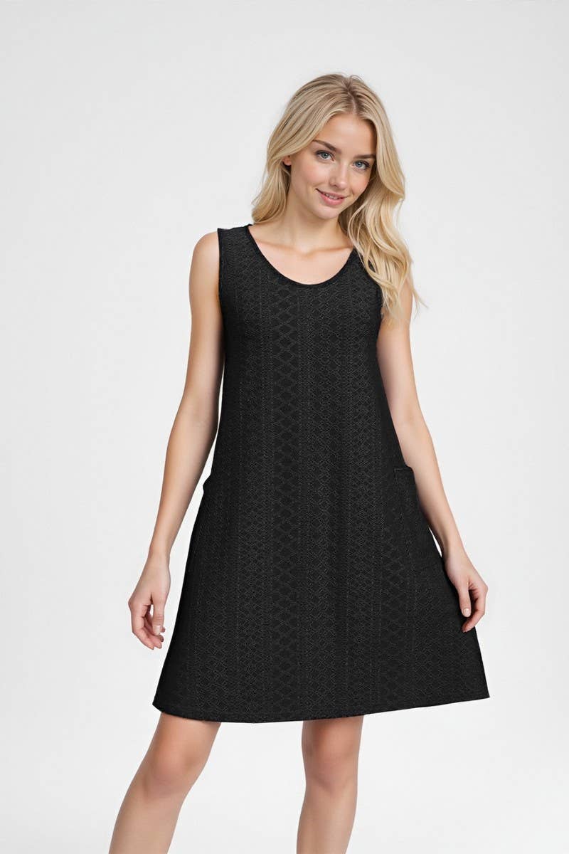 CWDHL01118_SOLID COLOR LOOSE SLEEVELESS POCKET DRESS