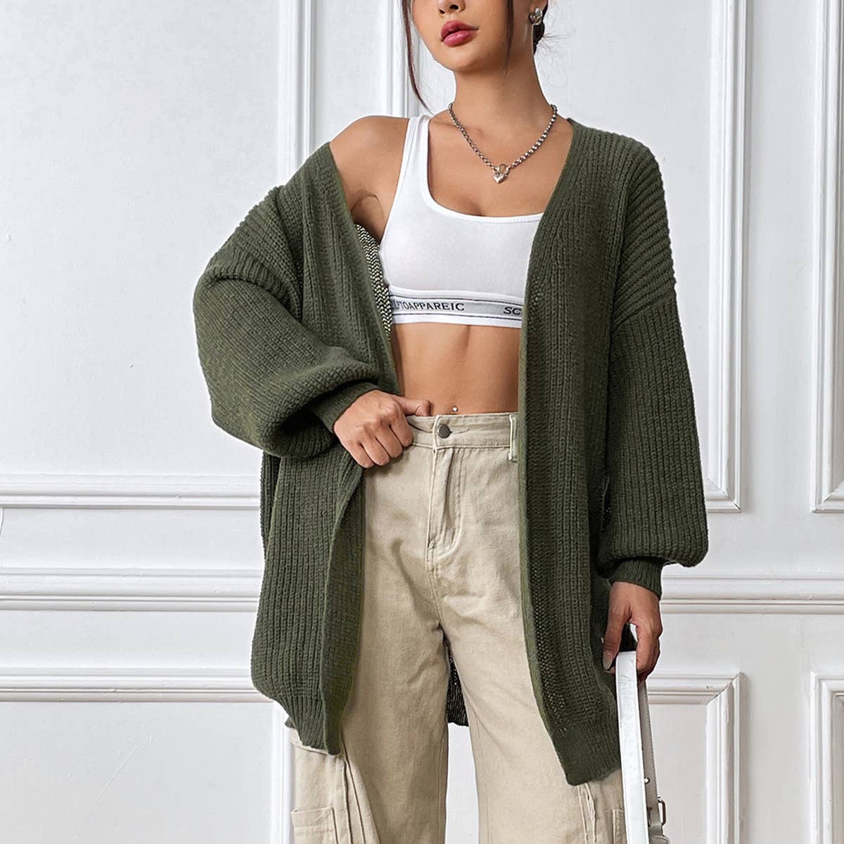 SIMPLE CASUAL CARDIGAN SOLID COLOR SWEATER COAT