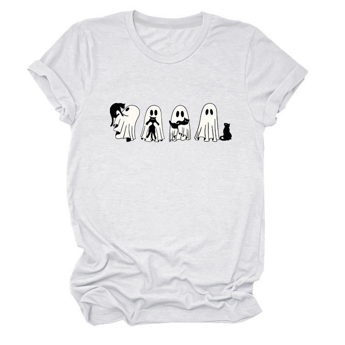 Ghost and Black Cat Tee ? Plus Size Casual Top