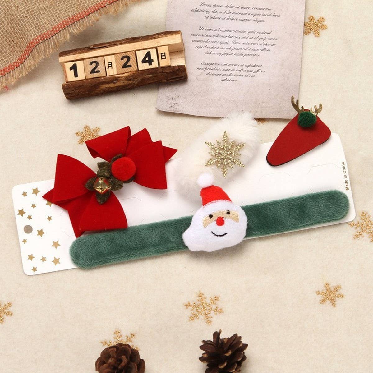 CHRISTMAS GIFT CLAPPING RING SET HAIRPIN DECORATION