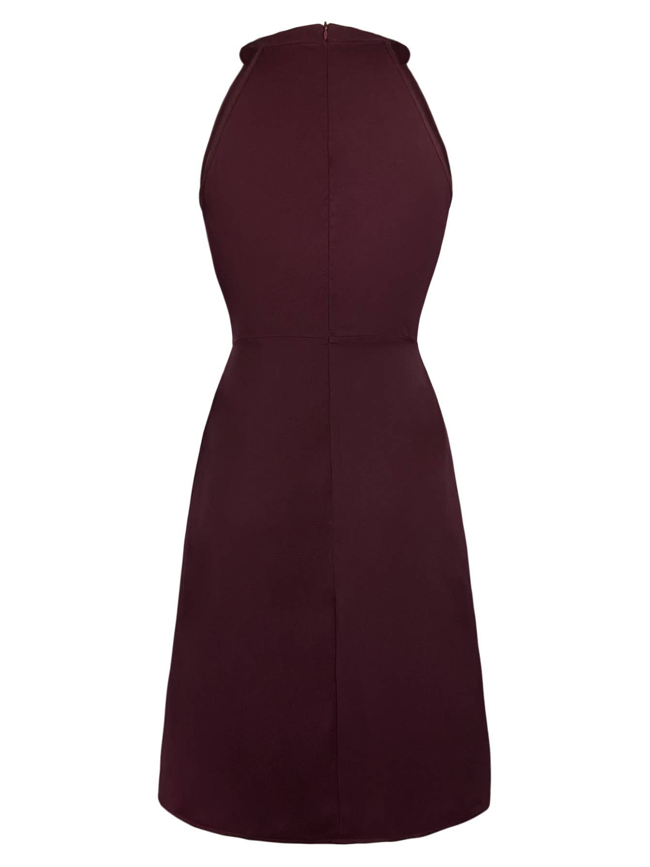 Solid color sleeveless waistline mid-length dress